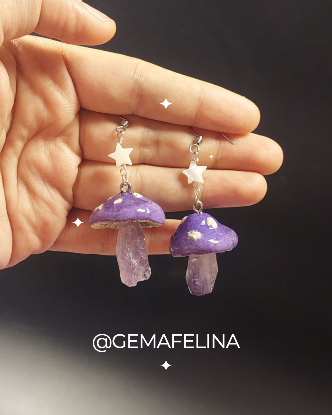 Aretes de hongo y amatista 2