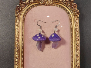 Aretes de hongo y amatista