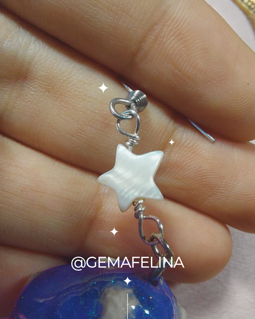 Aretes de hongo y amatista detalle