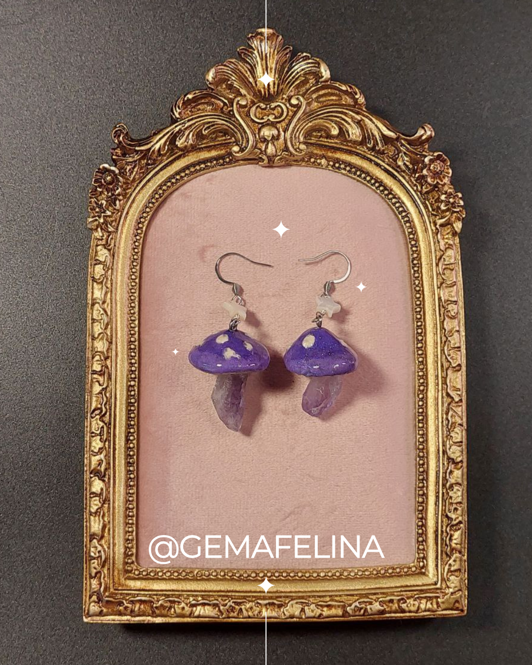 Aretes de hongo y amatista