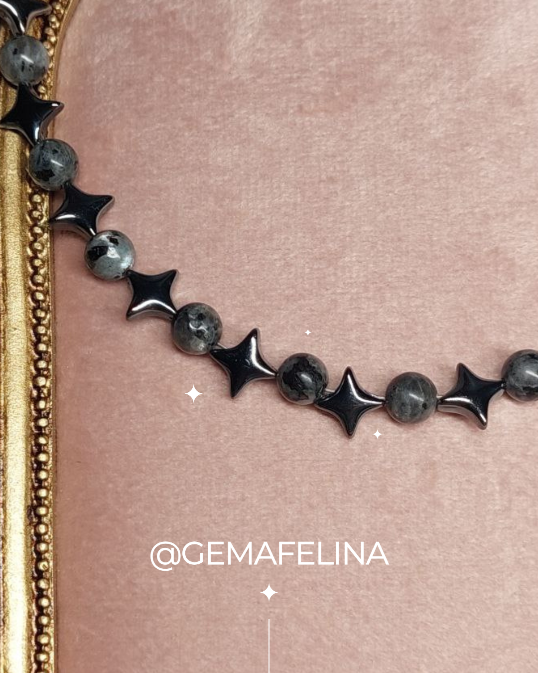Chocker de Larvikita y hematita detalle