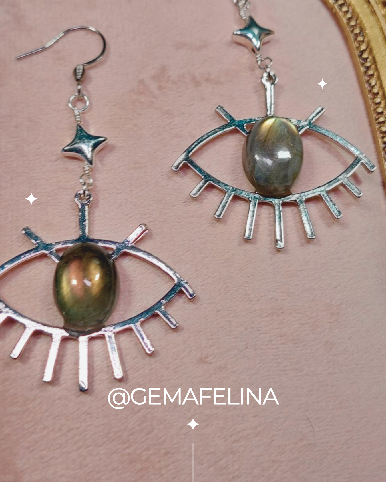 Aretes ojo de labradorita - detalles