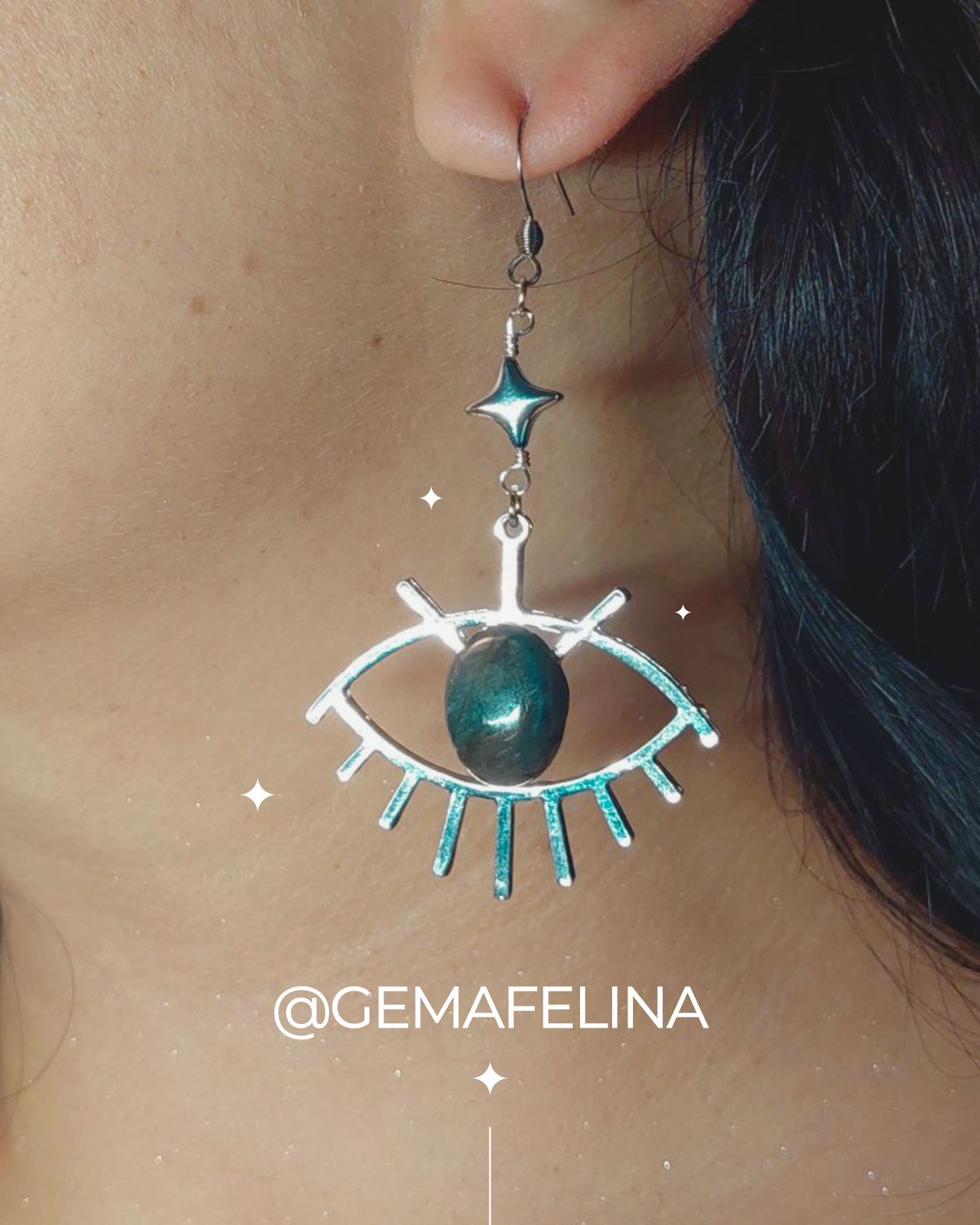 Aretes ojo de labradorita - modelado