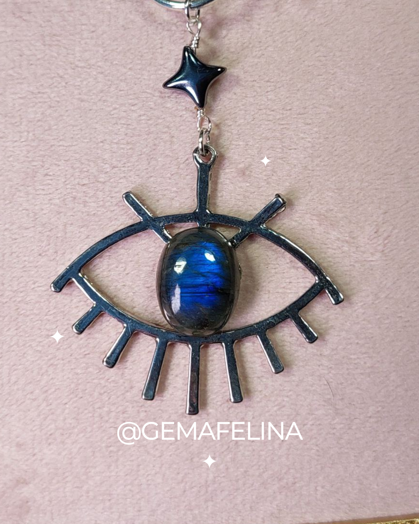 Choker con ojo de labradorita - detalles